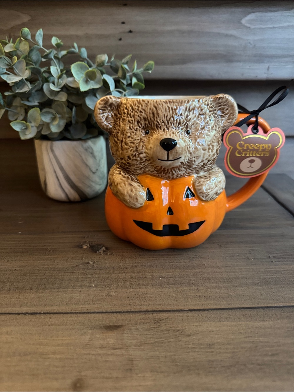 Creepy Critters Halloween Pumpkin Bear Mug